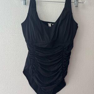 Artesands Elegant Ruched Black Swimsuit E/F cup